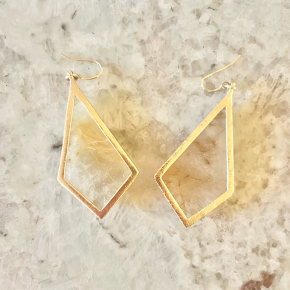 Gold Plated Designer Dandelion Wish Earrings | Crystal | Designer | Pierced - Picture 5 of 5